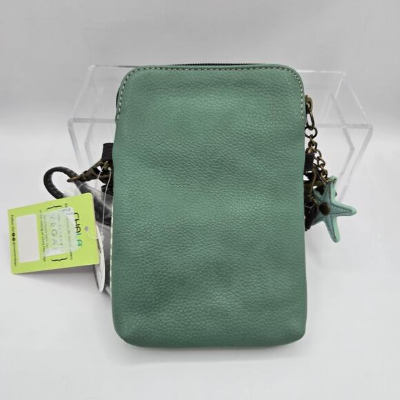 Chala Turtle Crossbody Bag Convertible Cell Phone Teal Stripe 7" x 5" NWT - Picture 6 of 10